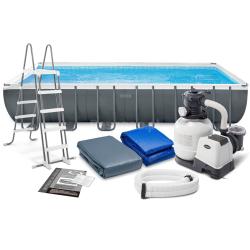 Бассейн каркасный (732х366х132см)+ песочный насос-фильтр, лестница, тент, подстилка  26364 - фото 5